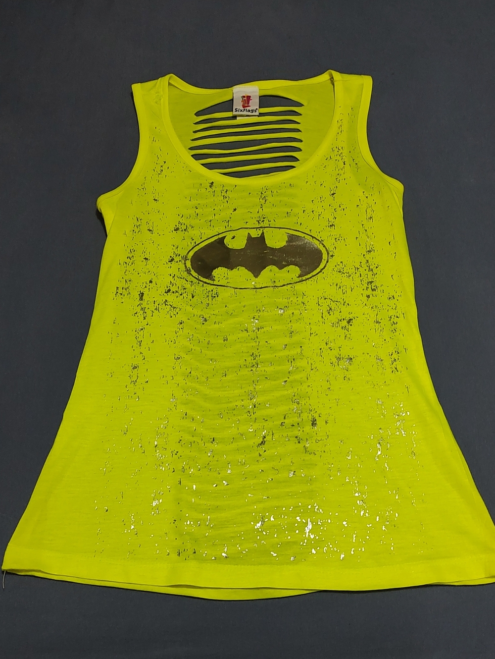 Neon Yellow Batman Graphic Tank Top From Six Flags.